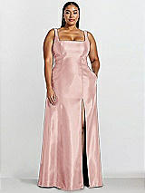 Alt View 1 Thumbnail - Rose Sleeveless Square-Neck Princess Line Gown with Pockets