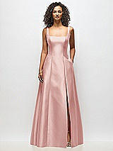 Alt View 3 Thumbnail - Rose Sleeveless Square-Neck Princess Line Gown with Pockets