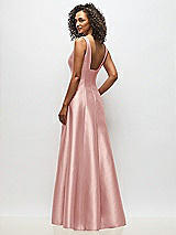 Alt View 5 Thumbnail - Rose Sleeveless Square-Neck Princess Line Gown with Pockets