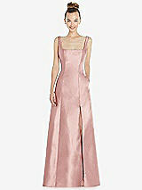 Front View Thumbnail - Rose Sleeveless Square-Neck Princess Line Gown with Pockets