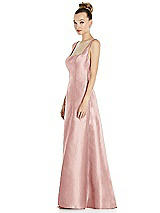 Side View Thumbnail - Rose Sleeveless Square-Neck Princess Line Gown with Pockets