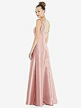 Rear View Thumbnail - Rose Sleeveless Square-Neck Princess Line Gown with Pockets