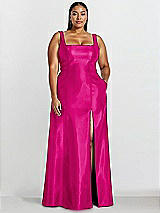 Alt View 1 Thumbnail - Think Pink Sleeveless Square-Neck Princess Line Gown with Pockets