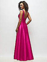 Alt View 5 Thumbnail - Think Pink Sleeveless Square-Neck Princess Line Gown with Pockets
