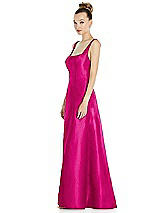 Side View Thumbnail - Think Pink Sleeveless Square-Neck Princess Line Gown with Pockets
