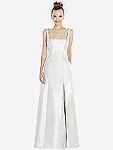 Front View Thumbnail - White Sleeveless Square-Neck Princess Line Gown with Pockets