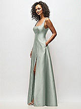 Alt View 4 Thumbnail - Willow Green Sleeveless Square-Neck Princess Line Gown with Pockets