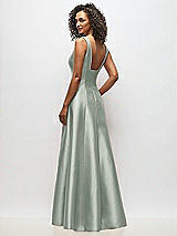 Alt View 5 Thumbnail - Willow Green Sleeveless Square-Neck Princess Line Gown with Pockets