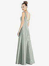 Rear View Thumbnail - Willow Green Sleeveless Square-Neck Princess Line Gown with Pockets