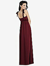 Rear View Thumbnail - Cabernet Flat Tie-Shoulder Empire Waist Maxi Dress with Front Slit
