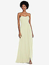 Front View Thumbnail - Butter Yellow Strapless Sweetheart Maxi Dress with Pleated Front Slit 