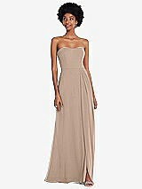 Front View Thumbnail - Topaz Strapless Sweetheart Maxi Dress with Pleated Front Slit