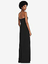 Rear View Thumbnail - Black Strapless Sweetheart Maxi Dress with Pleated Front Slit