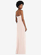 Rear View Thumbnail - Blush Strapless Sweetheart Maxi Dress with Pleated Front Slit
