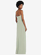 Rear View Thumbnail - Celadon Strapless Sweetheart Maxi Dress with Pleated Front Slit