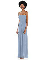 Side View Thumbnail - Cloudy Strapless Sweetheart Maxi Dress with Pleated Front Slit