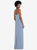 Rear View Thumbnail - Cloudy Strapless Sweetheart Maxi Dress with Pleated Front Slit