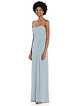 Side View Thumbnail - Mist Strapless Sweetheart Maxi Dress with Pleated Front Slit