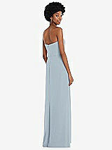 Rear View Thumbnail - Mist Strapless Sweetheart Maxi Dress with Pleated Front Slit