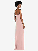 Rear View Thumbnail - Rose Strapless Sweetheart Maxi Dress with Pleated Front Slit