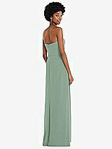 Rear View Thumbnail - Seagrass Strapless Sweetheart Maxi Dress with Pleated Front Slit