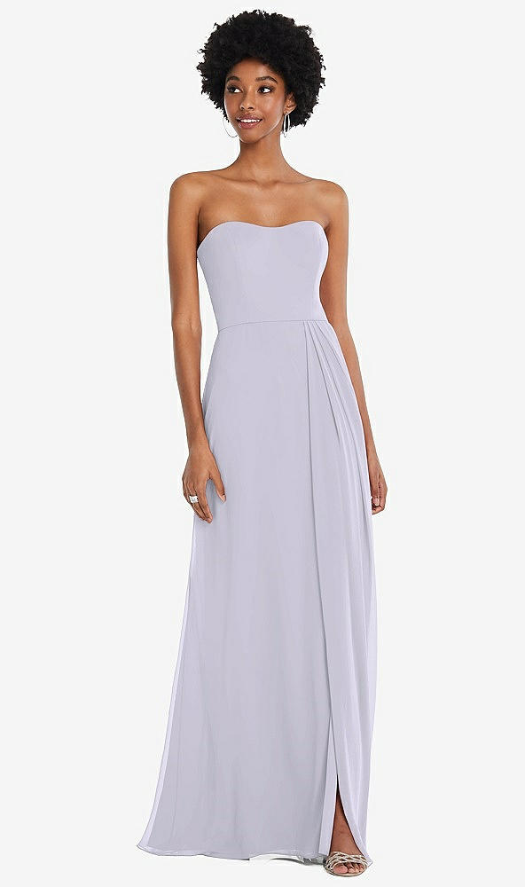 Front View - Silver Dove Strapless Sweetheart Maxi Dress with Pleated Front Slit