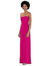 Side View Thumbnail - Think Pink Strapless Sweetheart Maxi Dress with Pleated Front Slit