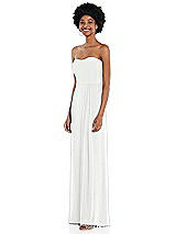Side View Thumbnail - White Strapless Sweetheart Maxi Dress with Pleated Front Slit