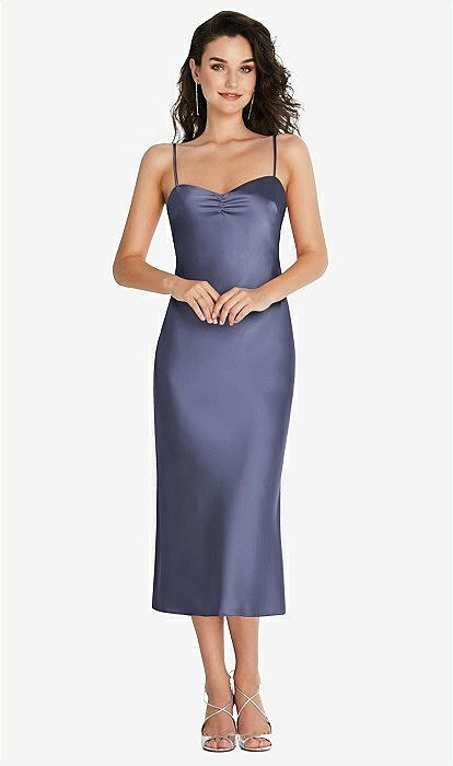 Open-back Convertible Strap Midi Bias Slip Bridesmaid Dress In French Blue  | The Dessy Group