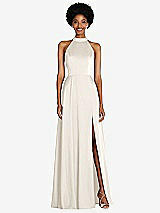 Front View Thumbnail - Ivory Stand Collar Cutout Tie Back Maxi Dress with Front Slit