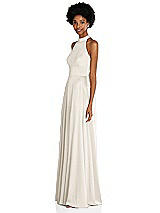 Side View Thumbnail - Ivory Stand Collar Cutout Tie Back Maxi Dress with Front Slit