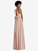 Rear View Thumbnail - Toasted Sugar Stand Collar Cutout Tie Back Maxi Dress with Front Slit