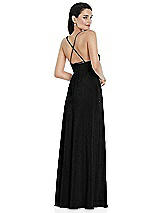 Alt View 2 Thumbnail - Black Deep V-Neck Metallic Gown with Convertible Straps
