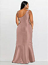 Alt View 2 Thumbnail - Neu Nude Draped One-Shoulder Satin Trumpet Gown with Front Slit