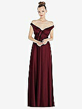 Alt View 2 Thumbnail - Cabernet Convertible Strap Empire Waist Satin Maxi Dress