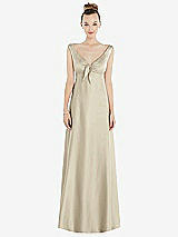 Side View Thumbnail - Champagne Convertible Strap Empire Waist Satin Maxi Dress