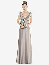 Alt View 1 Thumbnail - Taupe Convertible Strap Empire Waist Satin Maxi Dress