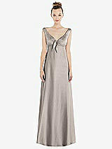 Side View Thumbnail - Taupe Convertible Strap Empire Waist Satin Maxi Dress