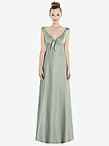 Side View Thumbnail - Willow Green Convertible Strap Empire Waist Satin Maxi Dress