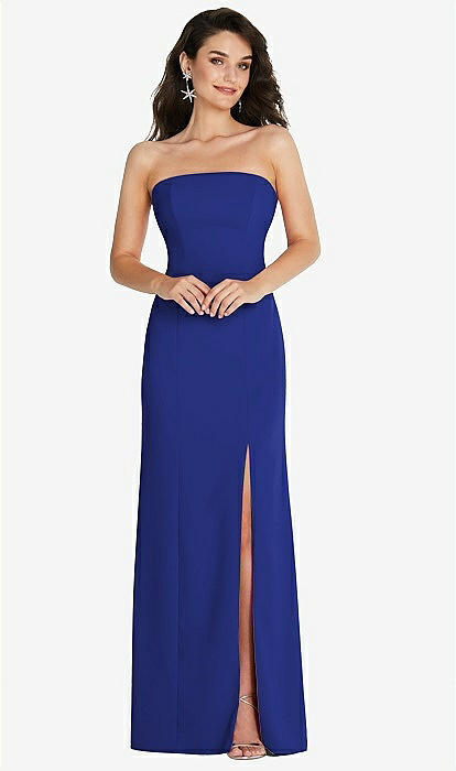 cobalt blue strapless dress