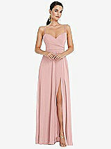 Front View Thumbnail - Rose Adjustable Strap Wrap Bodice Maxi Dress with Front Slit