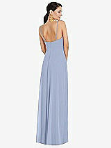 Rear View Thumbnail - Sky Blue Adjustable Strap Wrap Bodice Maxi Dress with Front Slit