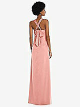 Alt View 2 Thumbnail - Rose Draped Satin Grecian Column Gown with Convertible Straps