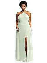 Alt View 1 Thumbnail - Mint Green Diamond Halter Maxi Dress with Adjustable Straps
