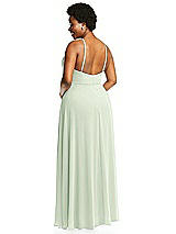 Alt View 3 Thumbnail - Mint Green Diamond Halter Maxi Dress with Adjustable Straps