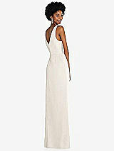 Alt View 3 Thumbnail - Ivory Faux Wrap Whisper Satin Maxi Dress with Draped Tulip Skirt