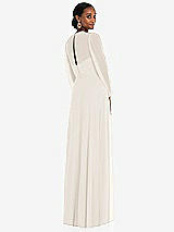 Rear View Thumbnail - Ivory Strapless Chiffon Maxi Dress with Puff Sleeve Blouson Overlay 