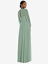 Rear View Thumbnail - Seagrass Strapless Chiffon Maxi Dress with Puff Sleeve Blouson Overlay 