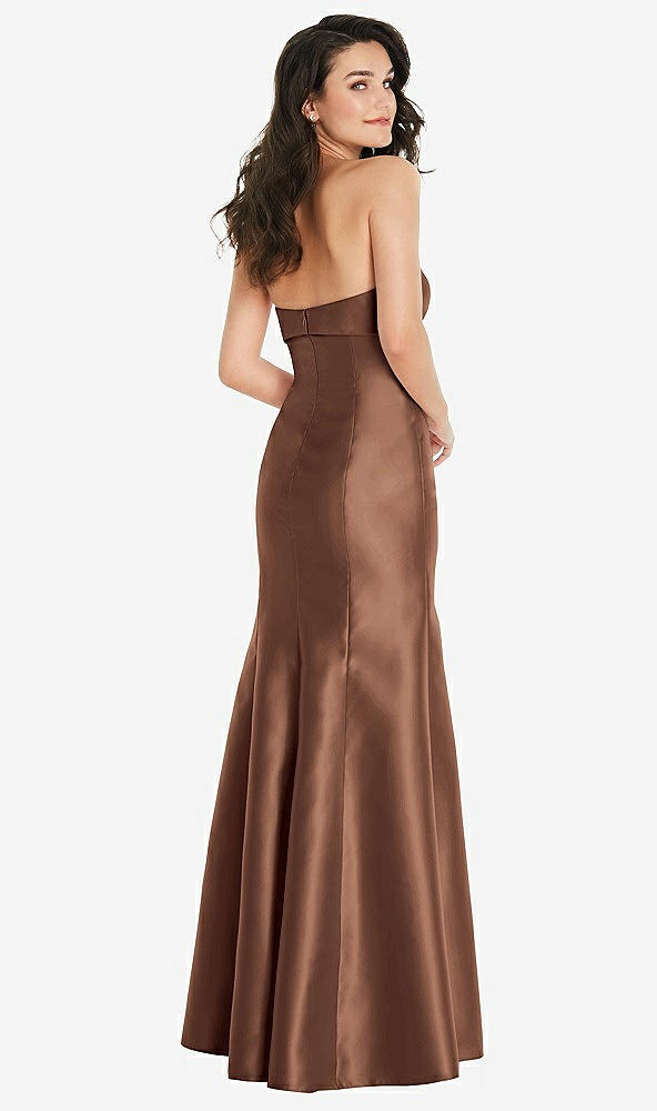 Back View - Cognac Bow Cuff Strapless Princess Waist Trumpet Gown