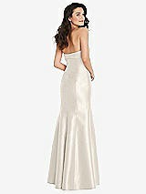 Rear View Thumbnail - Ivory Bow Cuff Strapless Princess Waist Trumpet Gown